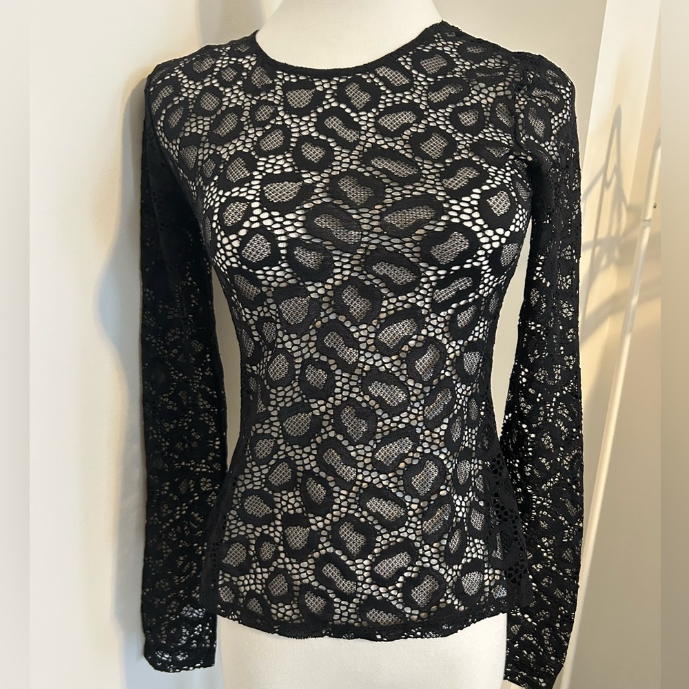 Talula black lace long sleeve top size xs